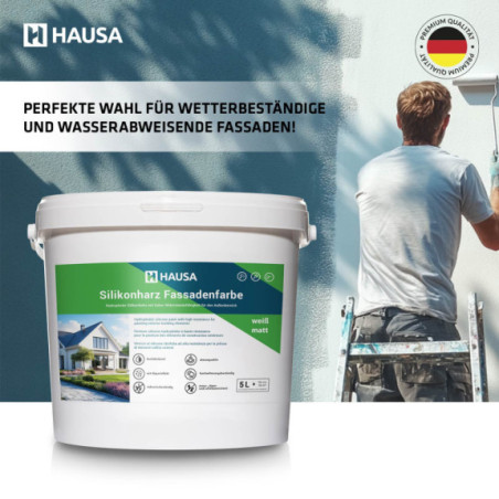 Hausa Silikonharz Fassadenfarbe 5L weiß matt hochdeckende