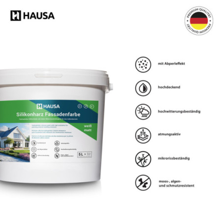 Hausa Silikonharz Fassadenfarbe 5L weiß matt hochdeckende