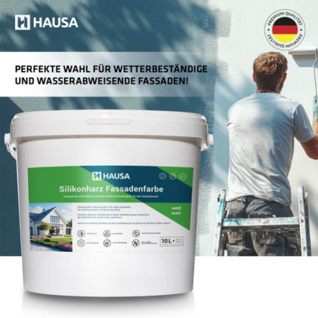 Hausa Silikonharz Fassadenfarbe 10L weiß matt hochdeckende