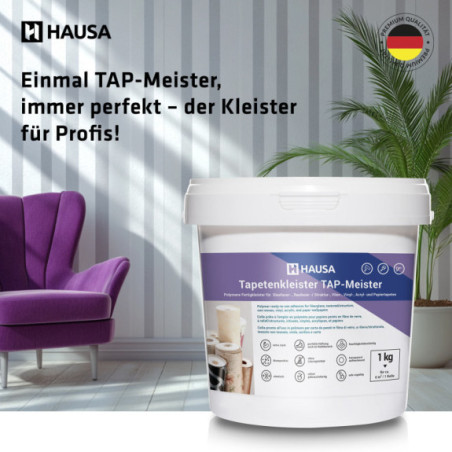 Hausa Tapetenkleister TAP-Meister 1kg Fertigkleister für Tapeten