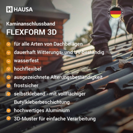 Kaminanschlussband HAUSA 3D anthrazit (RAL 7021)FLEX 300mm x 5m