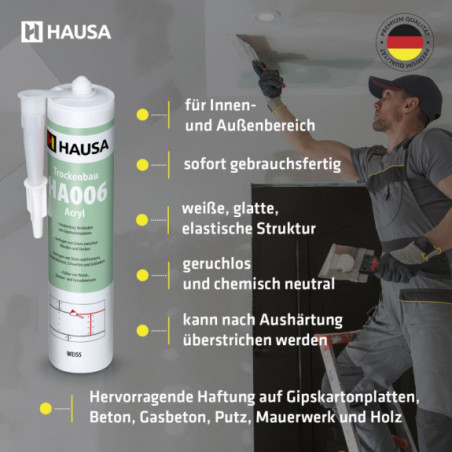 Maleracryl HAUSA HA006 elastisch weiß 12 x 310ml