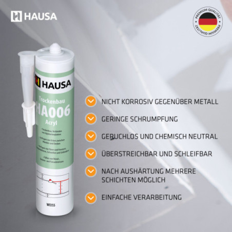 Maleracryl HAUSA HA006 elastisch weiß 18 x 310ml