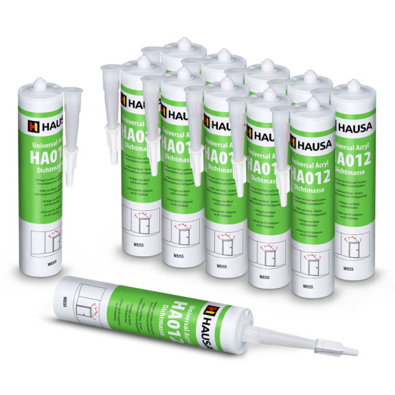 Maleracryl HAUSA HA012 Uniwersal Innen und Außen weiß 12 x 310ml