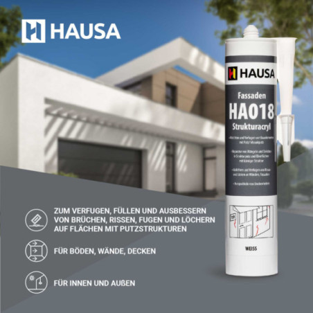 Strukturacryl HAUSA HA018 Fassadenacryl körniger weiß 4 x 310ml