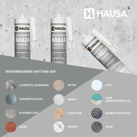 Reparaturmörtel HAUSA HA024 Cement Fix zementgrau 2 x 310ml