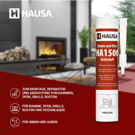 Kamin Ofen Dichtstoff HAUSA HA1500 hitzebeständige 1500°C 4 x 310ml