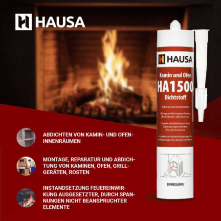 Kamin Ofen Dichtstoff HAUSA HA1500 hitzebeständige 1500°C 5 x 310ml