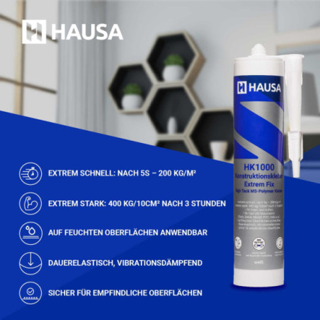 High-Tack Montagekleber HAUSA HK1000 400 kg/10cm² 6 x 290ml