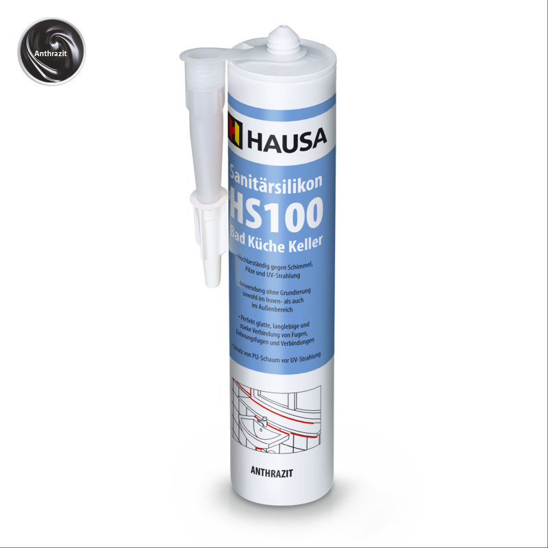 Sanitärsilikon HAUSA HS100 Schimmelresistent anthrazit 310ml