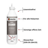 Holzleim HAUSA Wasserfest D3 Leim Stark Weiß 6 x 750ml