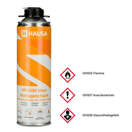 Montageschaum HAUSA HPU500 Maxx B2 Pistolenschaum grau 48 x 500ml