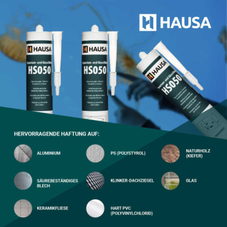 Aquarium Silikon HAUSA HS050 GlasSilikon Schwarz 12 x 310ml