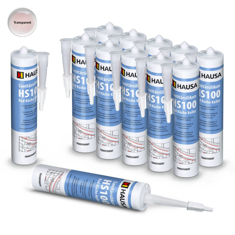 Sanitärsilikon HAUSA HS100 Schimmelresistent transparent 12 x 310ml