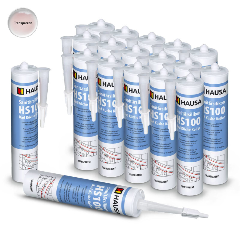 Sanitärsilikon HAUSA HS100 Schimmelresistent transparent 18 x 310ml