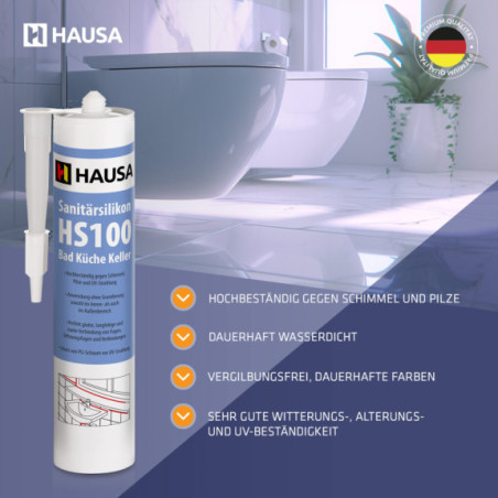 Sanitärsilikon HAUSA HS100 Schimmelresistent transparent 5 x 310ml
