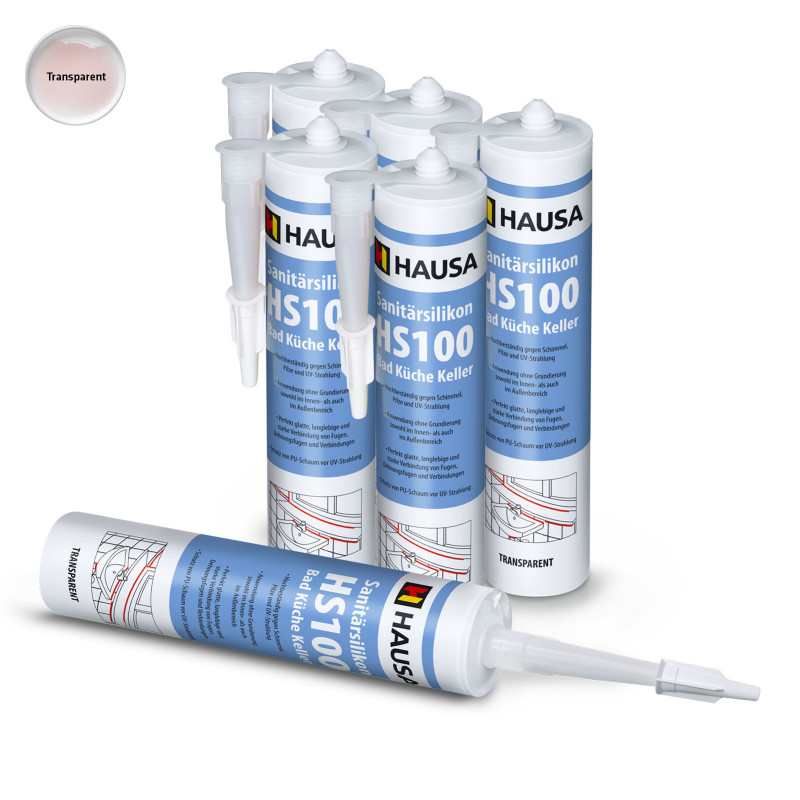 Sanitärsilikon HAUSA HS100 Schimmelresistent transparent 6 x 310ml
