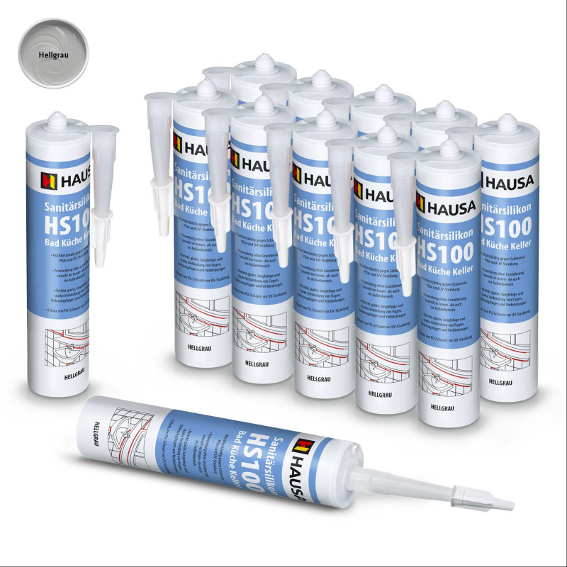 Sanitärsilikon HAUSA HS100 Schimmelresistent hellgrau 12 x 310ml