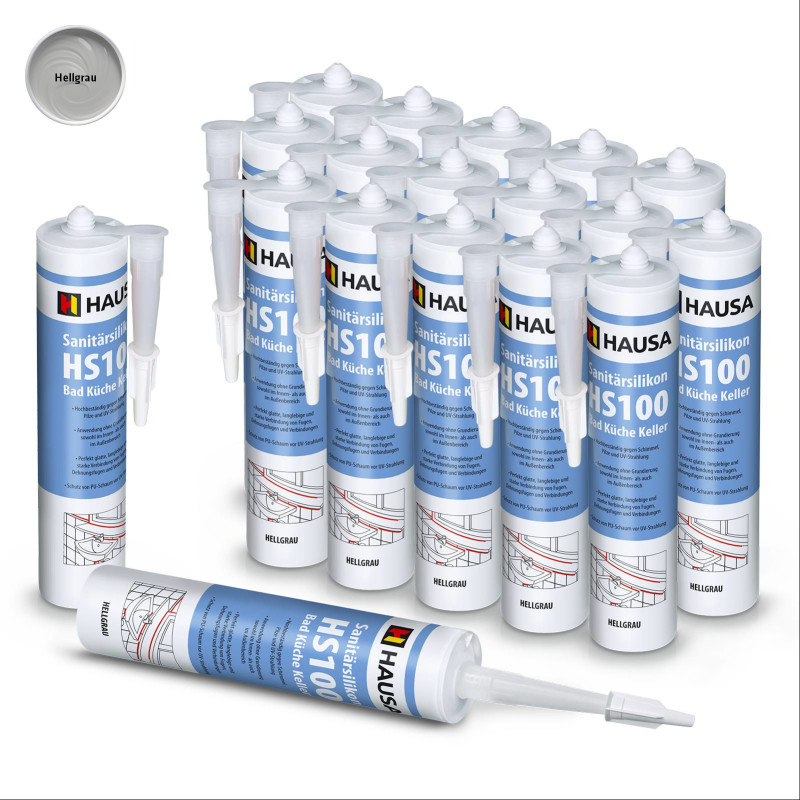 Sanitärsilikon HAUSA HS100 Schimmelresistent hellgrau 18 x 310ml