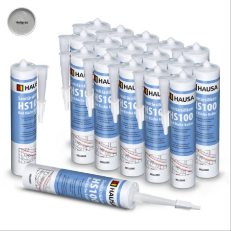Sanitärsilikon HAUSA HS100 Schimmelresistent hellgrau 18 x 310ml