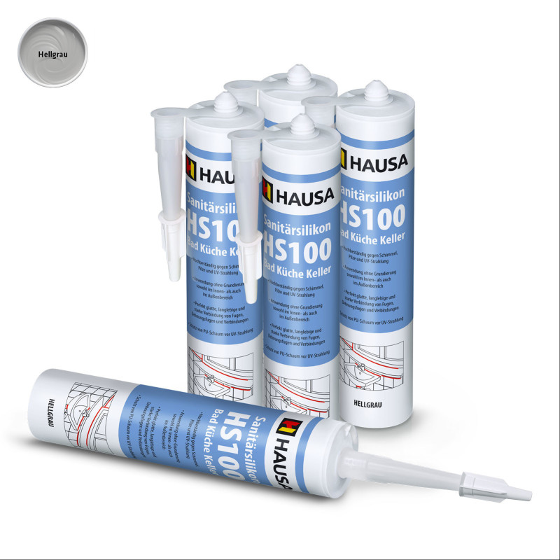 Sanitärsilikon HAUSA HS100 Schimmelresistent hellgrau 5 x 310ml