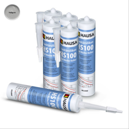 Sanitärsilikon HAUSA HS100 Schimmelresistent hellgrau 6 x 310ml