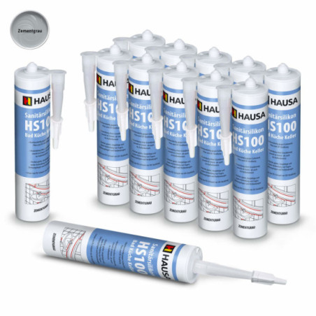 Sanitärsilikon HAUSA HS100 Schimmelresistent zementgrau 12 x 310ml