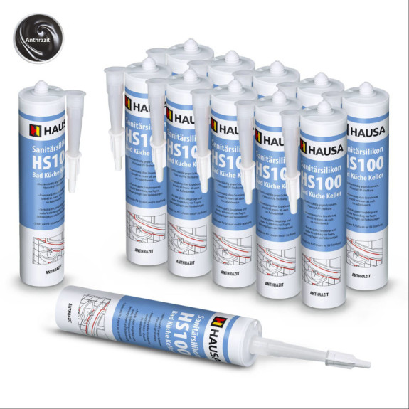 Sanitärsilikon HAUSA HS100 Schimmelresistent anthrazit 12 x 310ml
