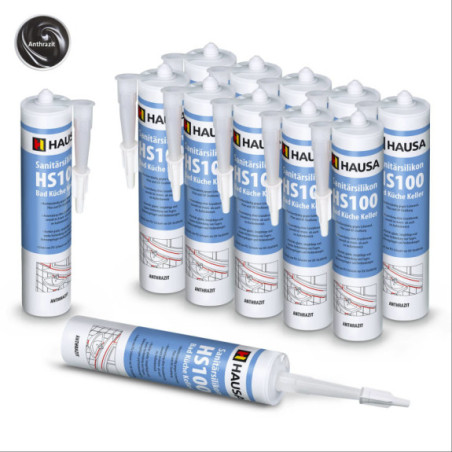 Sanitärsilikon HAUSA HS100 Schimmelresistent anthrazit 12 x 310ml