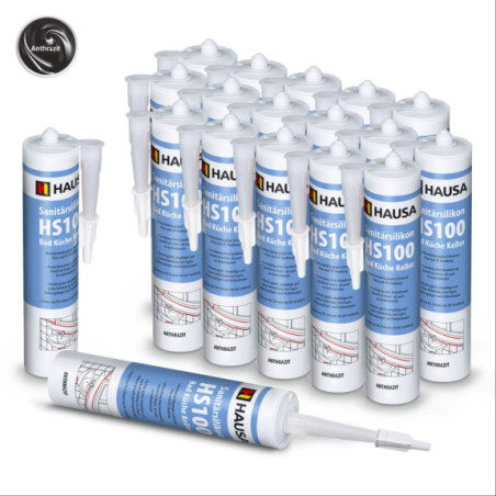 Sanitärsilikon HAUSA HS100 Schimmelresistent anthrazit 18 x 310ml