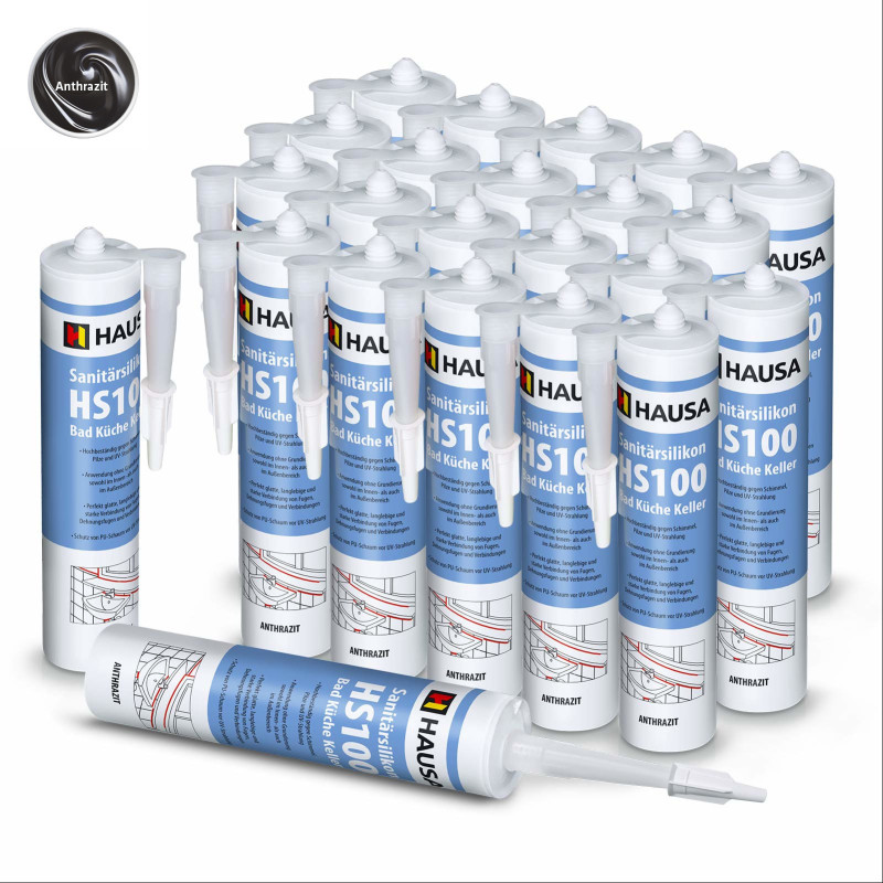 Sanitärsilikon HAUSA HS100 Schimmelresistent anthrazit 24 x 310ml