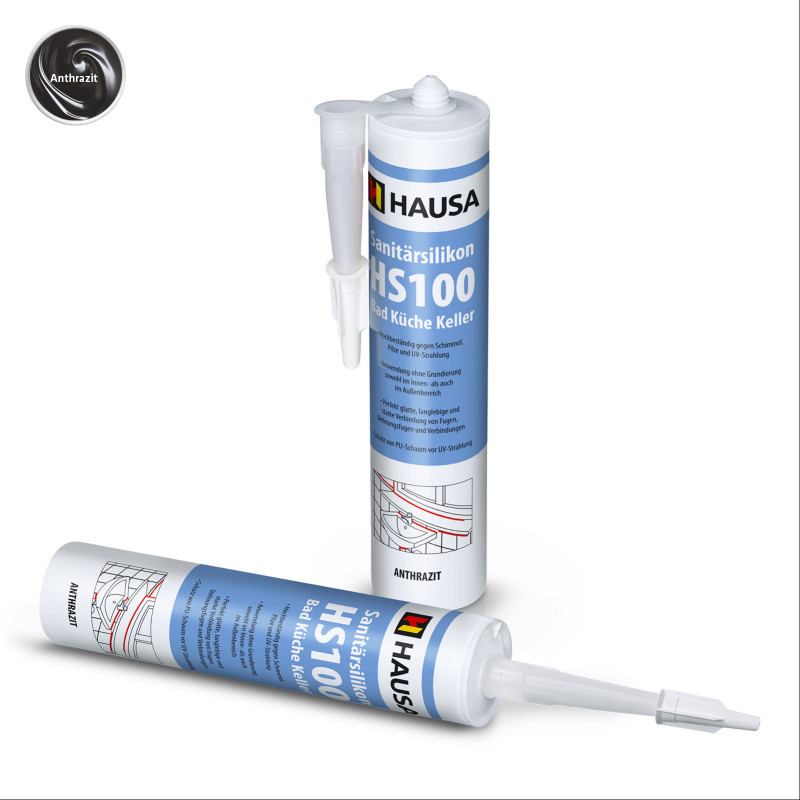 Sanitärsilikon HAUSA HS100 Schimmelresistent anthrazit 2 x 310ml