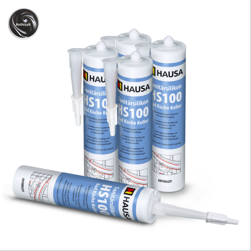 Sanitärsilikon HAUSA HS100 Schimmelresistent anthrazit 5 x 310ml