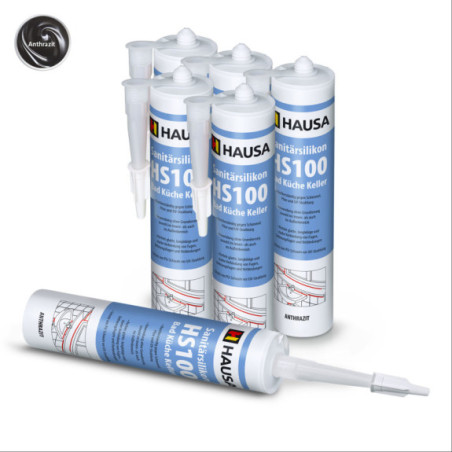 Sanitärsilikon HAUSA HS100 Schimmelresistent anthrazit 6 x 310ml
