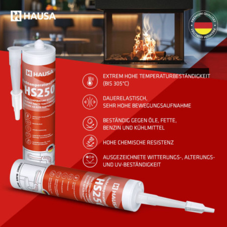 Hochtemperatur Silikon HAUSA HS250 +305°C schwarz 24 x 300ml