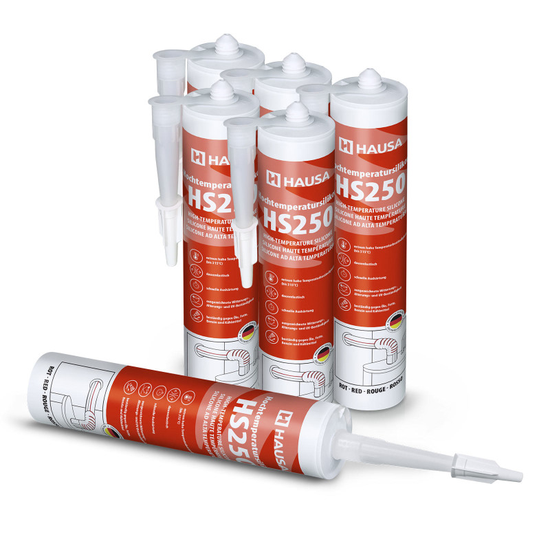 Hochtemperatur Silikon HAUSA HS250 +315°C rot 6 x 300ml