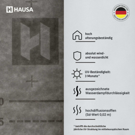 Unterspannbahn 100g HAUSA HU100 flexible ohne Klebestreifen 225m²