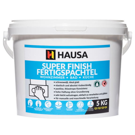 Super Finish Spachtelmasse HAUSA Q1-Q4 Masse Gips weiß 5kg