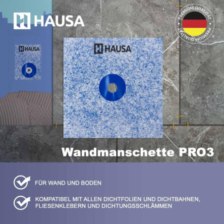 Wandmanschette HAUSA PRO3 120x120mm unter Fliesen Dehnzone 10stk