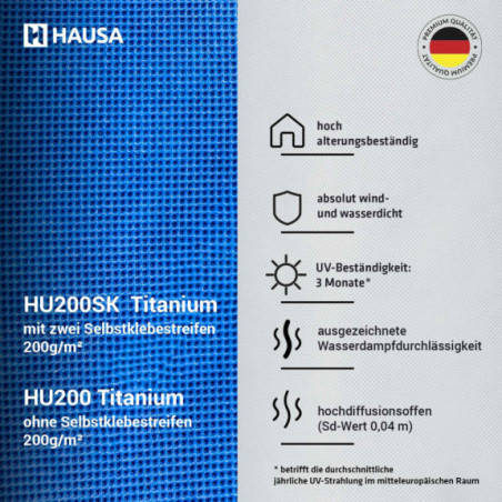 Unterspannbahn Dach HAUSA Titanium 200g ohne Klebestreifen 450m²