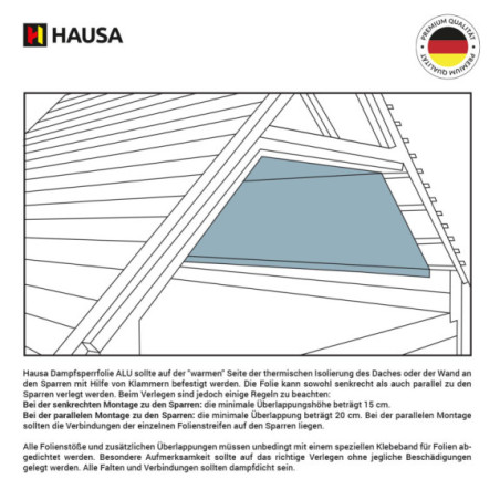 Aluminium Dampfsperrfolie Hausa HAL90 Dampfsperre verstärkt 300m²