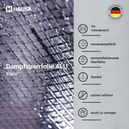 Aluminium Dampfsperrfolie Hausa HAL90 Dampfsperre verstärkt 525m²