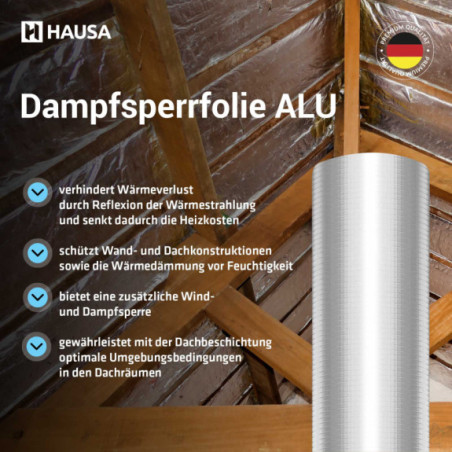 Aluminium Dampfsperrfolie Hausa HAL90 Dampfsperre verstärkt 675m²