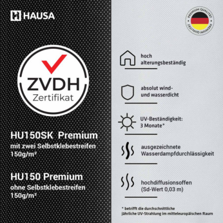 Unterspannbahn ZVDH HAUSA Premium 150g ohne Klebestreifen 150m2