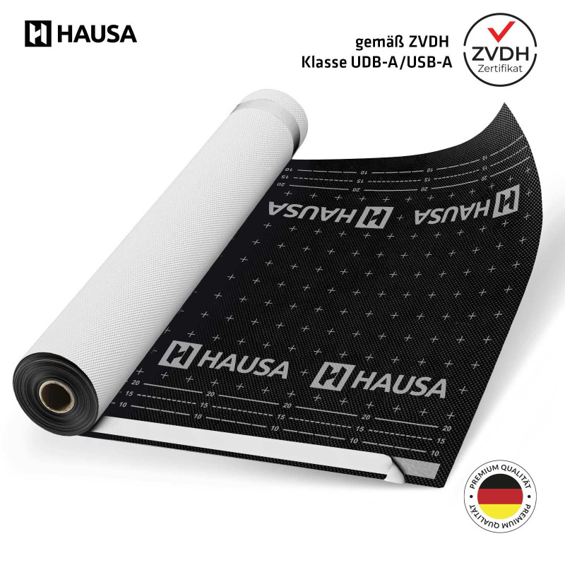 Unterspannbahn ZVDH HAUSA Premium 150g mit Klebestreifen 750m2