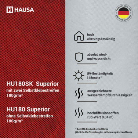 Unterspannbahn HU180 Superior 180g/m² ohne Klebestreifen 300m2