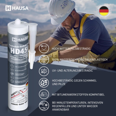 Hausa Kautschuk Dachdichtstoff HD450 Schwarz 5x 300ml
