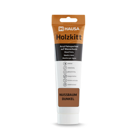 Holzkitt HAUSA 250 g Tube Nussbaum Dunkel Holzspachtelmasse Kitt für Holz