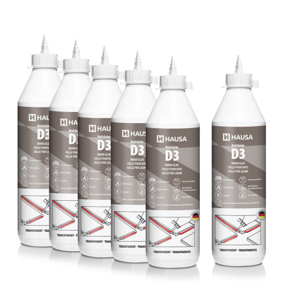 Holzleim HAUSA D3 wasserfest weiß 6x 750 ml | Hausa.de