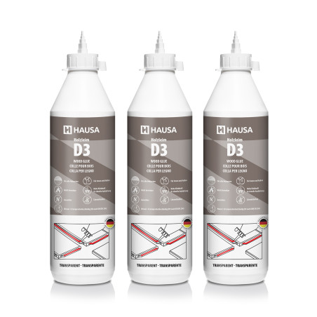 Holzleim HAUSA D3 wasserfest weiß 3x 750 ml | Hausa.de